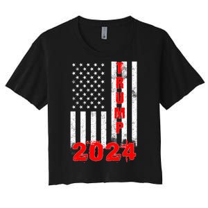 American Flag Design Trump 2024 Women's Crop Top Tee