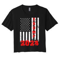 American Flag Design Trump 2024 Women's Crop Top Tee