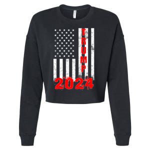 American Flag Design Trump 2024 Cropped Pullover Crew