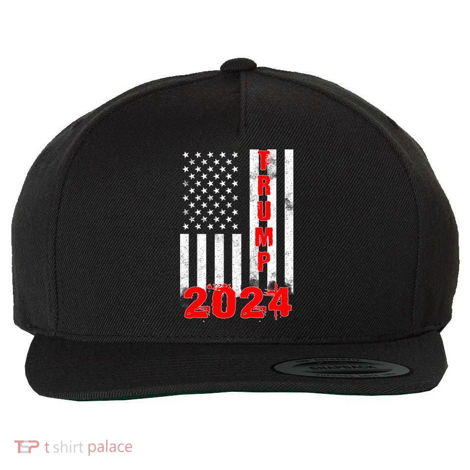 American Flag Design Trump 2024 Wool Snapback Cap