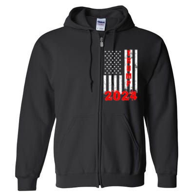 American Flag Design Trump 2024 Full Zip Hoodie