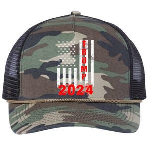 American Flag Design Trump 2024 Retro Rope Trucker Hat Cap