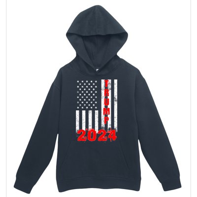 American Flag Design Trump 2024 Urban Pullover Hoodie