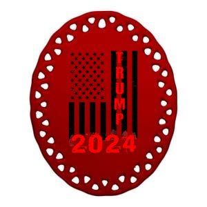 American Flag Design Trump 2024 Ceramic Oval Ornament