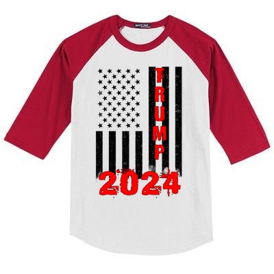 American Flag Design Trump 2024 Kids Colorblock Raglan Jersey