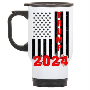 American Flag Design Trump 2024 Stainless Steel Travel Mug