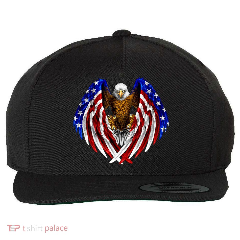 American Flag Eagle Wool Snapback Cap