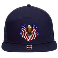 American Flag Eagle 7 Panel Mesh Trucker Snapback Hat
