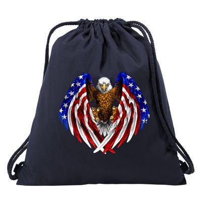 American Flag Eagle Drawstring Bag