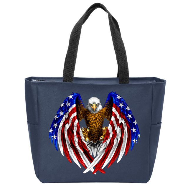 American Flag Eagle Zip Tote Bag