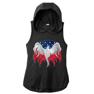 American Flag Eagle USA Illustration Ladies PosiCharge Tri-Blend Wicking Draft Hoodie Tank