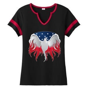 American Flag Eagle USA Illustration Ladies Halftime Notch Neck Tee