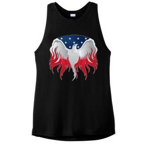 American Flag Eagle USA Illustration Ladies PosiCharge Tri-Blend Wicking Tank