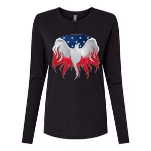 American Flag Eagle USA Illustration Womens Cotton Relaxed Long Sleeve T-Shirt