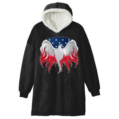 American Flag Eagle USA Illustration Hooded Wearable Blanket
