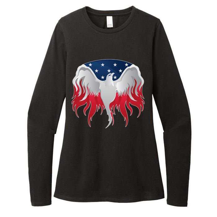 American Flag Eagle USA Illustration Womens CVC Long Sleeve Shirt