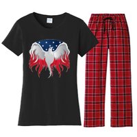 American Flag Eagle USA Illustration Women's Flannel Pajama Set