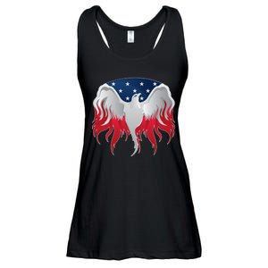 American Flag Eagle USA Illustration Ladies Essential Flowy Tank