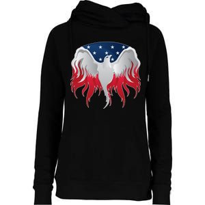 American Flag Eagle USA Illustration Womens Funnel Neck Pullover Hood