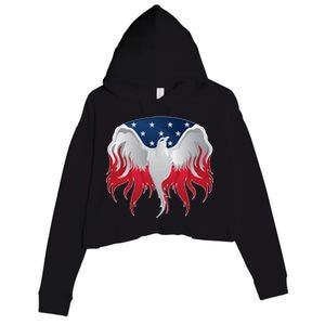 American Flag Eagle USA Illustration Crop Fleece Hoodie