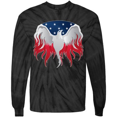 American Flag Eagle USA Illustration Tie-Dye Long Sleeve Shirt