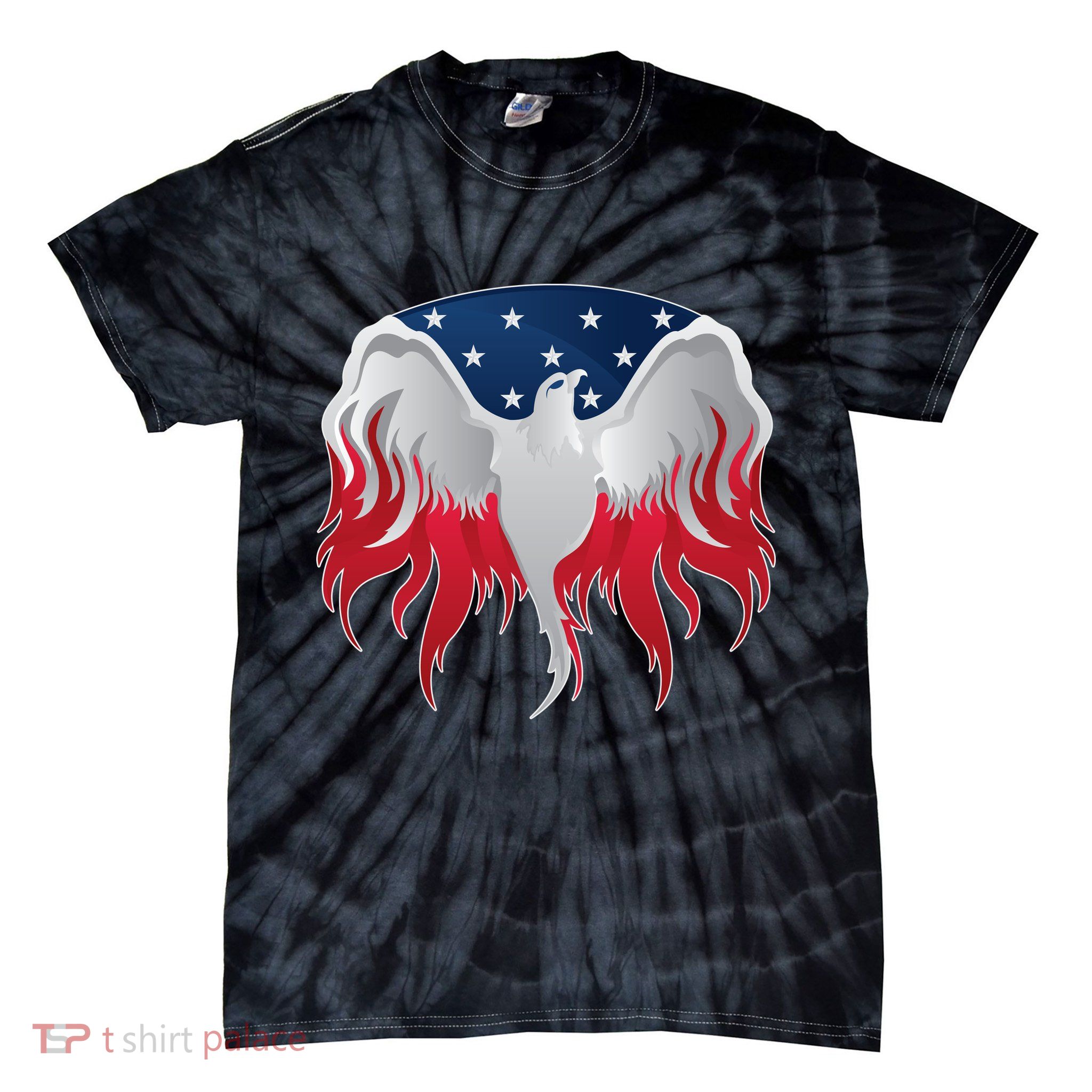 American Flag Eagle USA Illustration Tie-Dye T-Shirt