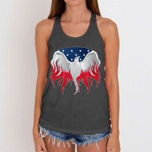 American Flag Eagle USA Illustration Women's Knotted Racerback Tank