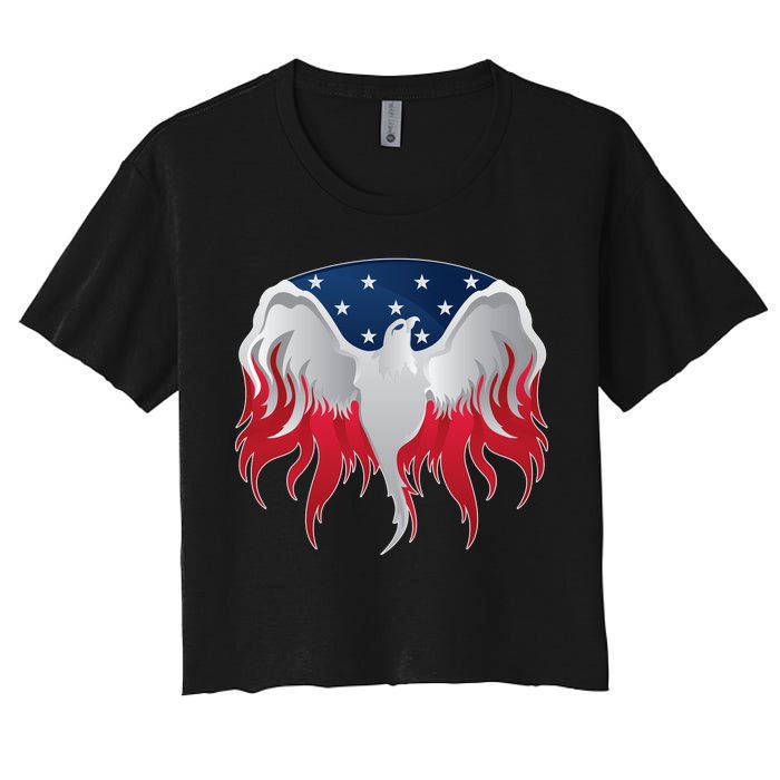 American Flag Eagle USA Illustration Women's Crop Top Tee