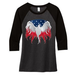 American Flag Eagle USA Illustration Women's Tri-Blend 3/4-Sleeve Raglan Shirt