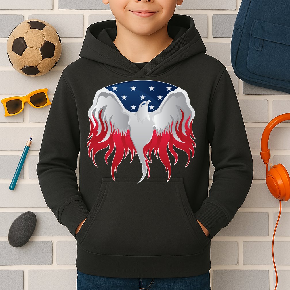 American Flag Eagle USA Illustration Kids Hoodie