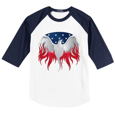 American Flag Eagle USA Illustration Baseball Sleeve Shirt