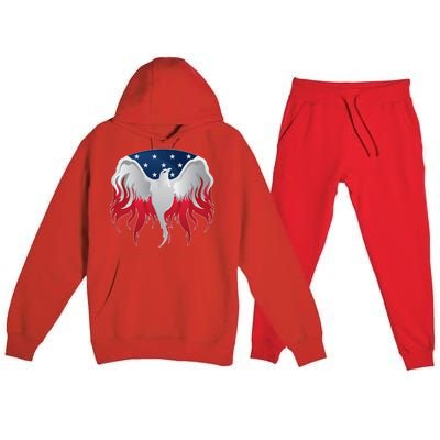 American Flag Eagle USA Illustration Premium Hooded Sweatsuit Set