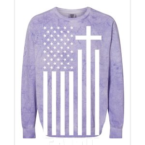 American Flag Faith Cross Colorblast Crewneck Sweatshirt