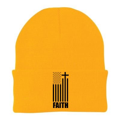 American Flag Faith Cross Knit Cap Winter Beanie