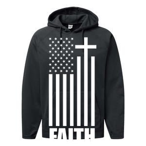 American Flag Faith Cross Performance Fleece Hoodie