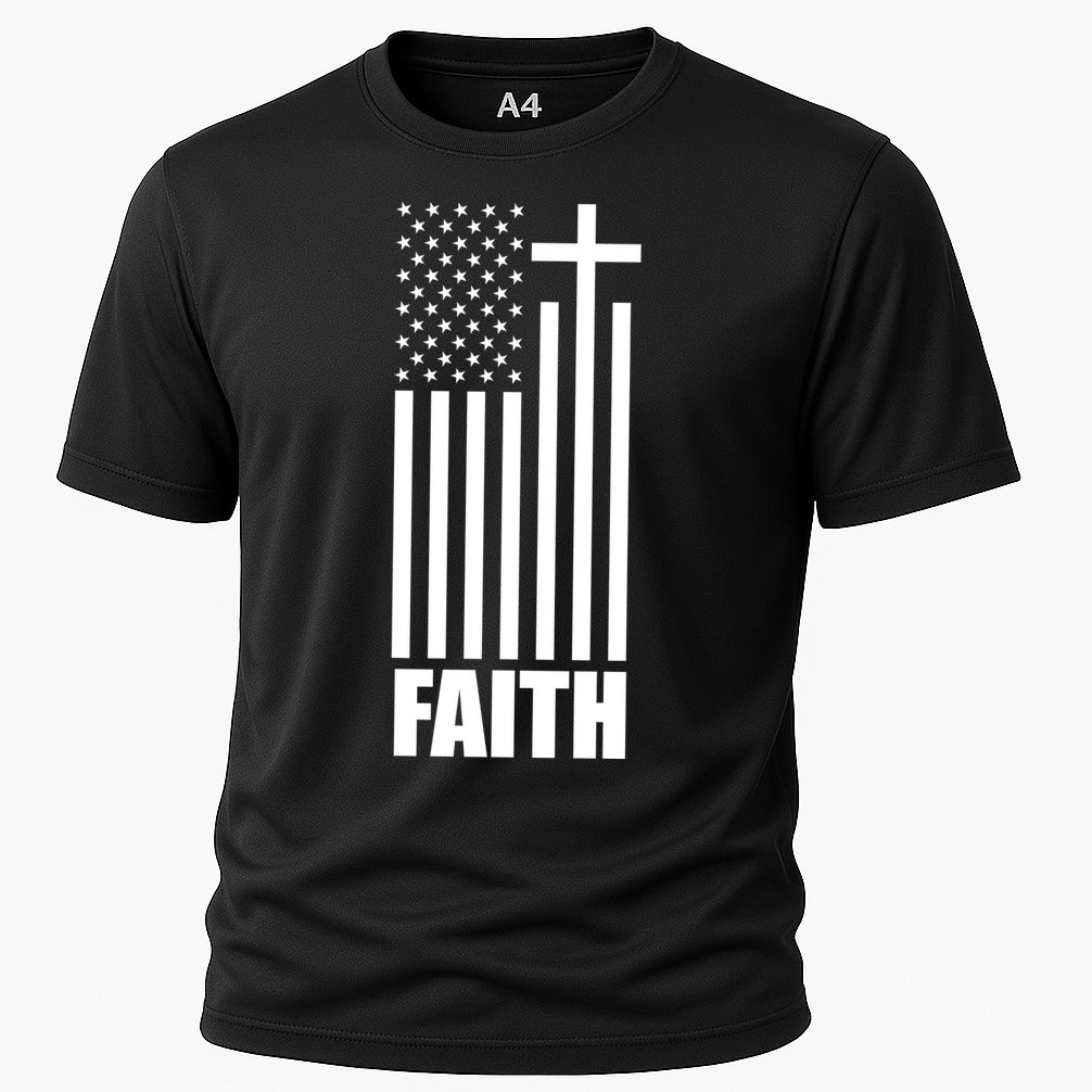 American Flag Faith Cross Cooling Performance Crew T-Shirt