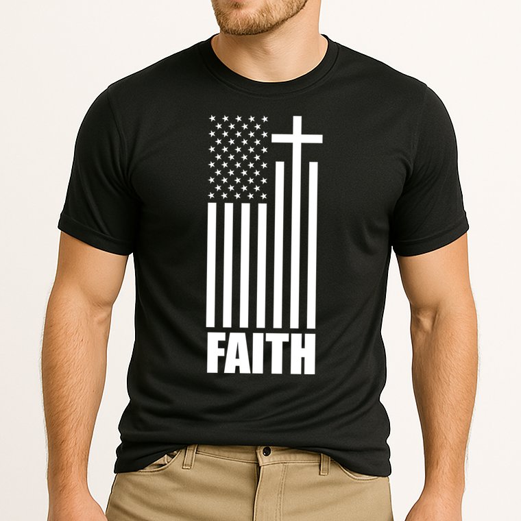American Flag Faith Cross Cooling Performance Crew T-Shirt