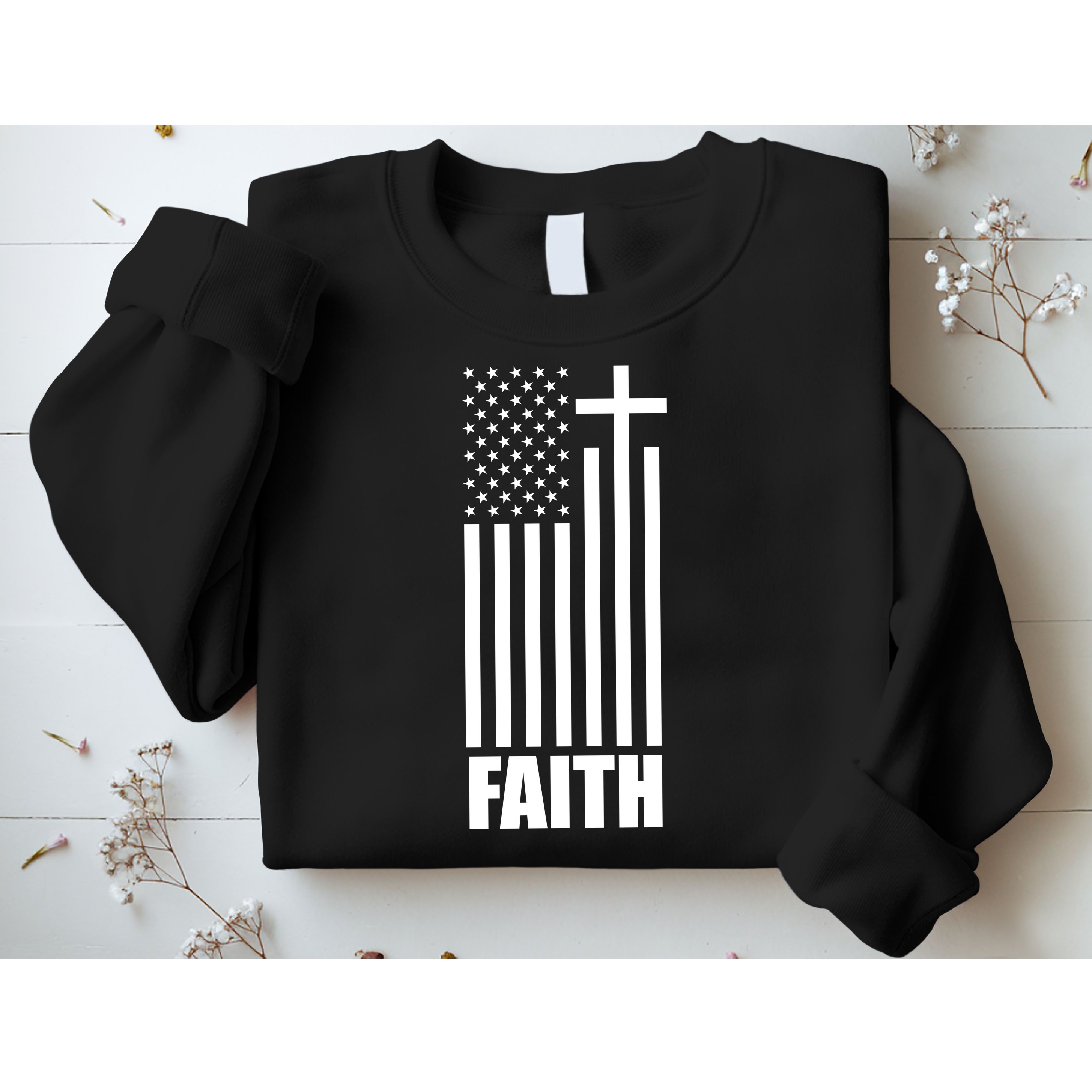 American Flag Faith Cross Sweatshirt