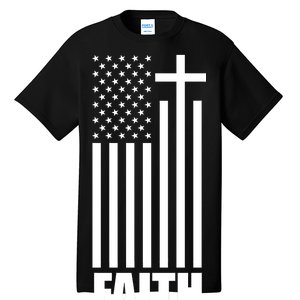 American Flag Faith Cross Tall T-Shirt