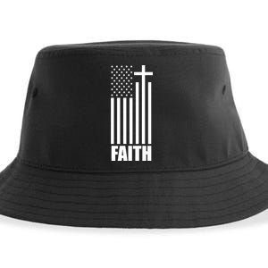 American Flag Faith Cross Sustainable Bucket Hat