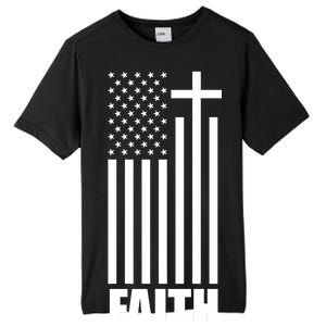 American Flag Faith Cross Tall Fusion ChromaSoft Performance T-Shirt