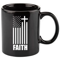 American Flag Faith Cross 11oz C Handle Ceramic Mug