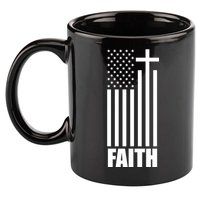 American Flag Faith Cross 11oz C Handle Ceramic Mug