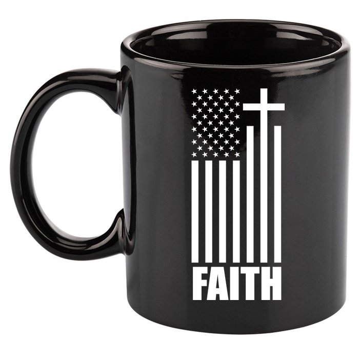 American Flag Faith Cross 11oz C Handle Ceramic Mug