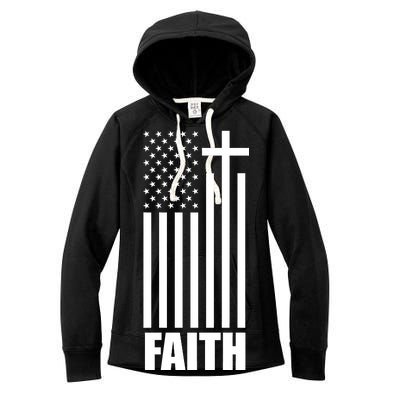 American Flag Faith Cross Women's Fleece Hoodie