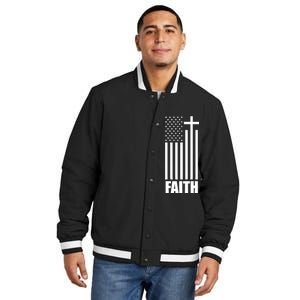 American Flag Faith Cross Insulated Varsity Jacket