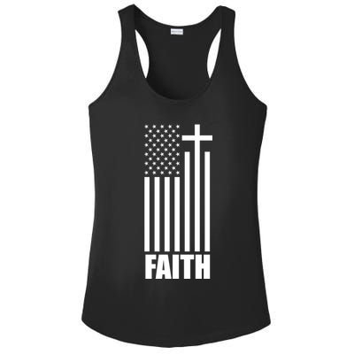 American Flag Faith Cross Ladies PosiCharge Competitor Racerback Tank