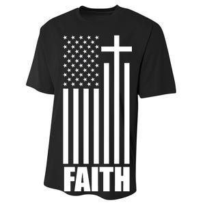 American Flag Faith Cross Performance Sprint T-Shirt