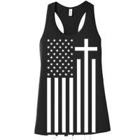 American Flag Faith Cross Women's Racerback Tank