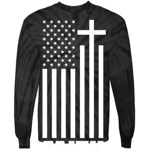 American Flag Faith Cross Tie-Dye Long Sleeve Shirt